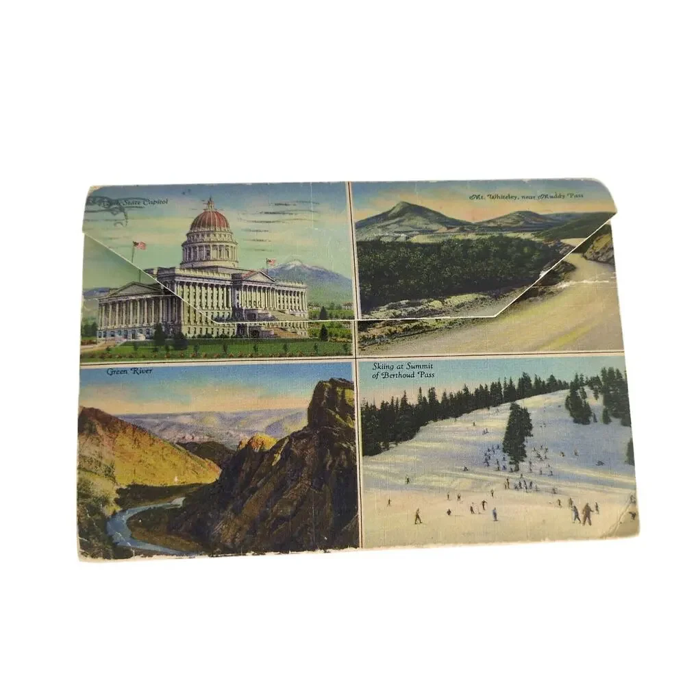 Victory Highway US 40 1930s Fold-Out Linen‎ Postcards Transcontinental Mountains